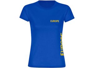 4068859371104 - multifanshop Damen T-Shirt - Europe - Brust & Seite - Druck gelb - Frauen