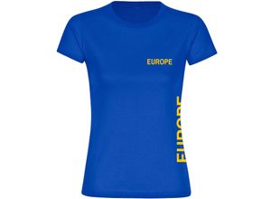 4068859371111 - multifanshop Damen T-Shirt - Europe - Brust & Seite - Druck gelb - Frauen