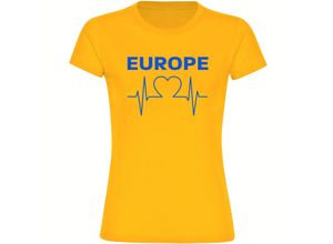 4068859371814 - multifanshop Damen T-Shirt - Europe - Herzschlag - Druck blau - Frauen