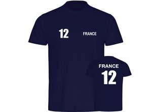 4068859375881 - multifanshop Herren T-Shirt - France - Trikot Nummer 12 - Druck weiß - Männer