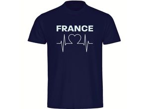 4068859376192 - multifanshop Herren T-Shirt - France - Herzschlag - Druck weiß - Männer