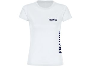 4068859376475 - multifanshop Damen T-Shirt - France - Brust & Seite - Druck navi - Frauen