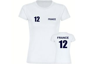 4068859376635 - multifanshop Damen T-Shirt - France - Trikot Nummer 12 - Druck navi - Frauen