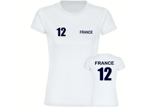 4068859376673 - multifanshop Damen T-Shirt - France - Trikot Nummer 12 - Druck navi - Frauen