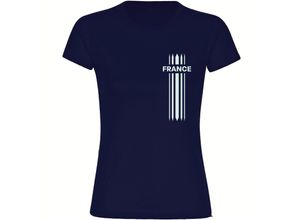 4068859377137 - multifanshop Damen T-Shirt - France - Streifen - Druck weiß - Frauen