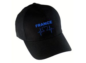 4068859379681 - multifanshop® Baseballcap - France - Herzschlag - Druck blau