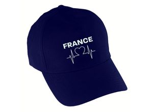 4068859379704 - multifanshop® Baseballcap - France - Herzschlag - Druck weiß