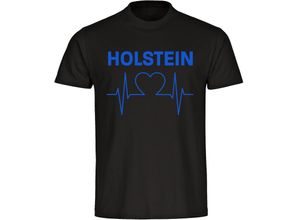 4068859398835 - multifanshop Herren T-Shirt - Holstein - Herzschlag - Druck blau - Männer