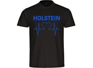 4068859398859 - multifanshop® Herren T-Shirt - Holstein - Herzschlag - Druck blau