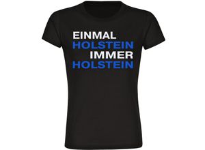 4068859400620 - multifanshop Damen T-Shirt - Holstein - Einmal Immer - Druck blau - Frauen