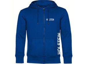 4068859403690 - multifanshop® Kapuzen Sweatshirt Jacke - Holstein - Brust & Seite - Druck weiß