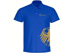 4068859405953 - multifanshop® Poloshirt - Deutschland - Adler seitlich Gold - Druck gold metallic