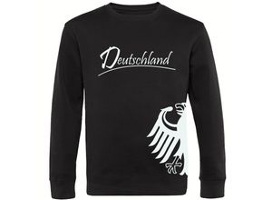 4068859406066 - multifanshop® Sweatshirt - Deutschland - Adler seitlich - Druck weiß