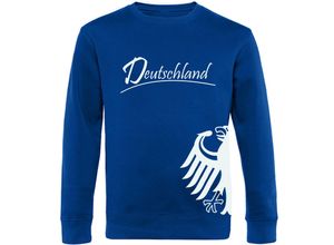 4068859406073 - multifanshop® Sweatshirt - Deutschland - Adler seitlich - Druck weiß