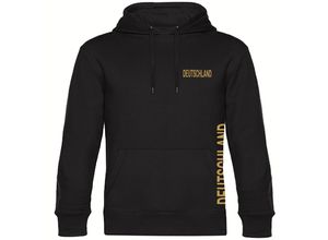 4068859406189 - multifanshop® Kapuzen Sweatshirt - Deutschland - Brust & Seite Gold - Druck gold metallic