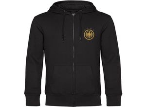 4068859406332 - multifanshop® Kapuzen Sweatshirt Jacke - Deutschland - Adler Retro Gold - Druck gold metallic