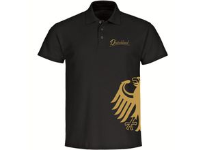 4068859406554 - multifanshop Poloshirt - Deutschland - Adler seitlich Gold - Druck gold metallic - Polo