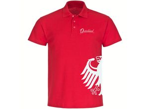 4068859408374 - multifanshop Poloshirt - Deutschland - Adler seitlich - Druck weiß - Polo