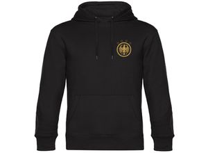 4068859409272 - multifanshop Kapuzen Sweatshirt - Deutschland - Adler Retro Gold - Druck gold metallic - Hoodie