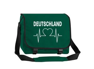 4068859409548 - multifanshop® Messenger Tasche - Deutschland - Herzschlag - Druck weiß