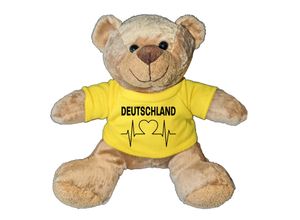 4068859409593 - multifanshop® Plüschtier Bär mit Shirt - Deutschland - Herzschlag - Druck schwarz