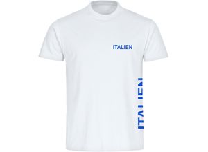 4068859415129 - multifanshop® Herren T-Shirt - Italien - Brust & Seite - Druck blau