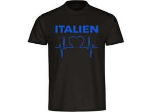 4068859415839 - multifanshop Herren T-Shirt - Italien - Herzschlag - Druck blau - Männer