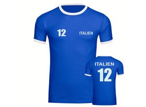 4068859419479 - multifanshop Kontrast T-Shirt - Italien - Trikot Nummer 12 - Druck weiß - Männer