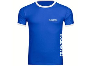 4068859447823 - multifanshop® Kontrast T-Shirt - Frankreich - Brust & Seite - Druck weiß