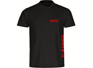 4068859448219 - multifanshop® Herren T-Shirt - Albanien - Brust & Seite - Druck rot