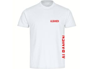 4068859448271 - multifanshop Herren T-Shirt - Albanien - Brust & Seite - Druck rot - Männer