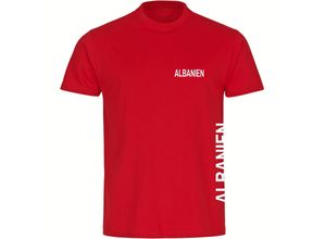 4068859448332 - multifanshop® Herren T-Shirt - Albanien - Brust & Seite - Druck weiß