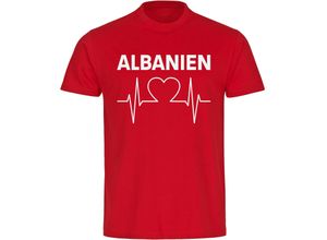 4068859449018 - multifanshop Herren T-Shirt - Albanien - Herzschlag - Druck weiß - Männer