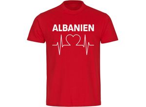 4068859449070 - multifanshop Herren T-Shirt - Albanien - Herzschlag - Druck weiß - Männer