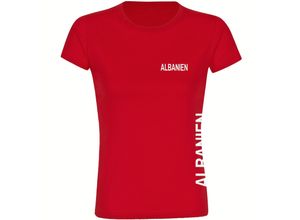 4068859449568 - multifanshop Damen T-Shirt - Albanien - Brust & Seite - Druck weiß - Frauen