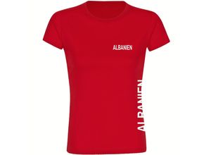 4068859449575 - multifanshop® Damen T-Shirt - Albanien - Brust & Seite - Druck weiß