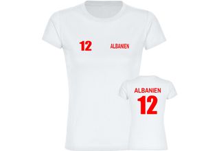 4068859449728 - multifanshop Damen T-Shirt - Albanien - Trikot Nummer 12 - Druck rot - Frauen