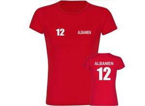 4068859449766 - multifanshop Damen T-Shirt - Albanien - Trikot Nummer 12 - Druck weiß - Frauen