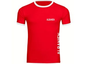 4068859450250 - multifanshop Kontrast T-Shirt - Albanien - Brust & Seite - Druck weiß - Männer