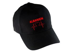 4068859452834 - multifanshop® Baseballcap - Albanien - Herzschlag - Druck rot