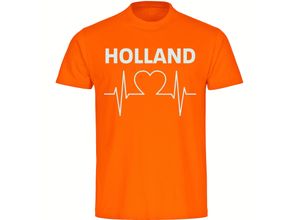 4068859453329 - multifanshop® Herren T-Shirt - Holland - Herzschlag - Druck weiß