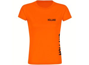 4068859453435 - multifanshop Damen T-Shirt - Holland - Brust & Seite - Druck schwarz - Frauen