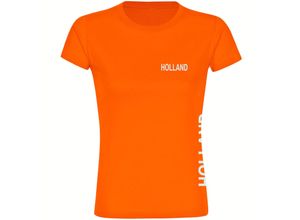 4068859453442 - multifanshop Damen T-Shirt - Holland - Brust & Seite - Druck weiß - Frauen