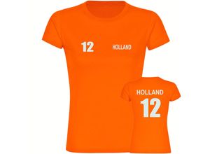 4068859453473 - multifanshop® Damen T-Shirt - Holland - Trikot 12 - Druck weiß