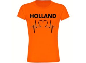 4068859453527 - multifanshop Damen T-Shirt - Holland - Herzschlag - Druck schwarz - Frauen