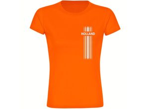 4068859453565 - multifanshop® Damen T-Shirt - Holland - Streifen - Druck weiß