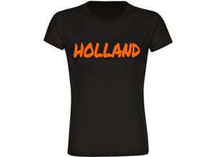 4068859453602 - multifanshop® Damen T-Shirt - Holland - Textmarker - Druck orange