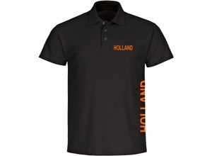 4068859453640 - multifanshop® Poloshirt - Holland - Brust & Seite - Druck orange