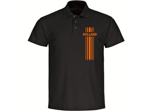 4068859453664 - multifanshop® Poloshirt - Holland - Streifen - Druck orange