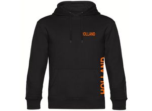 4068859453701 - multifanshop® Kapuzen Sweatshirt - Holland - Brust & Seite - Druck orange